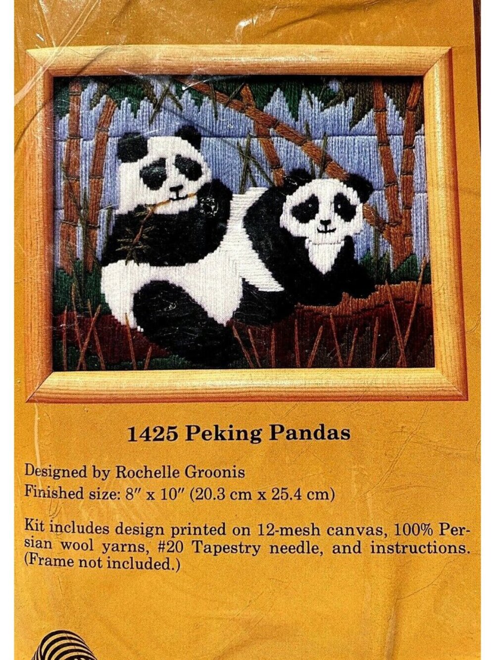The Creative Circle1987 Embroidery Kit 8x10 Peking Pandas #1425 Panda Bear
